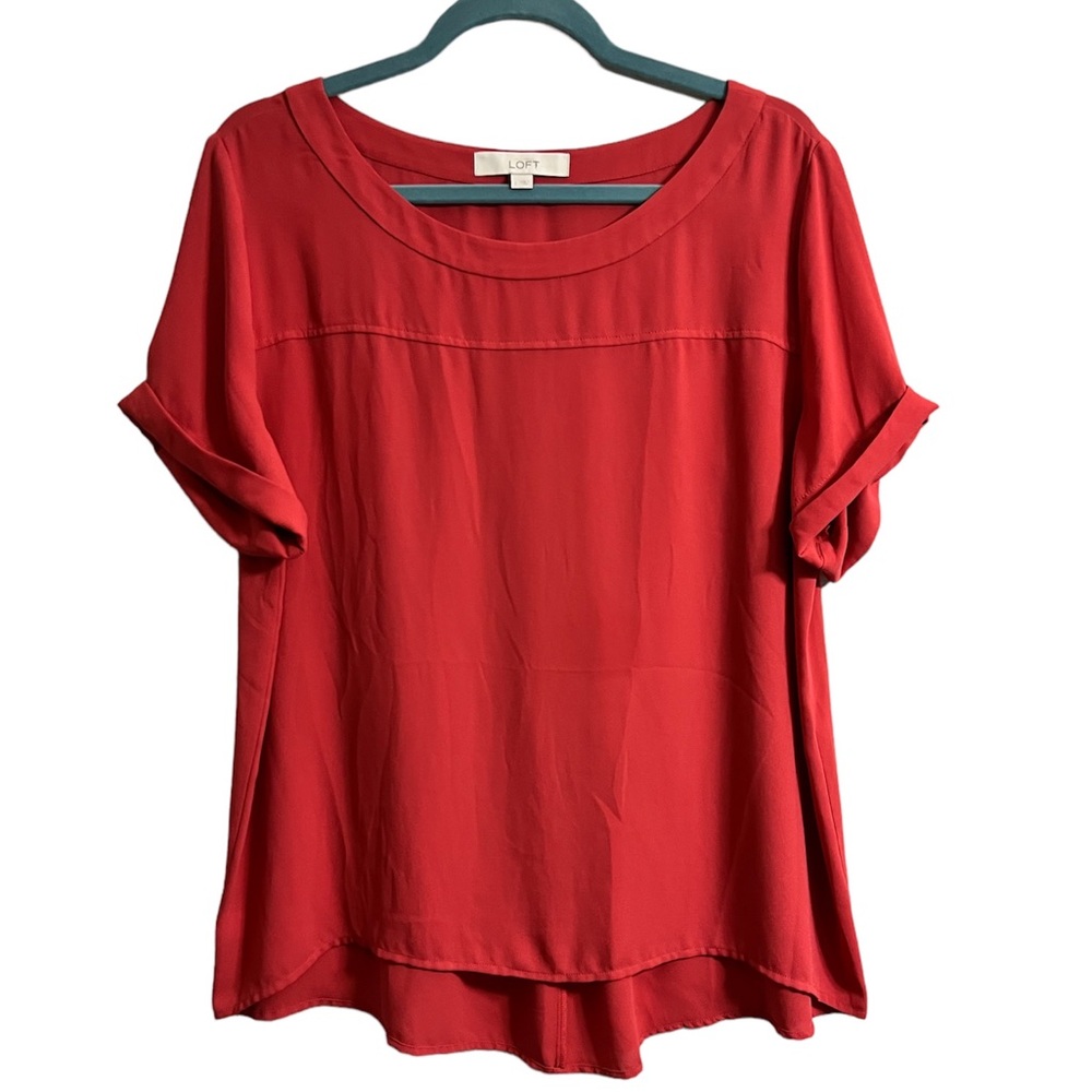 SALE 🥳 Loft Orange/Red Rolled Sleeve Blouse